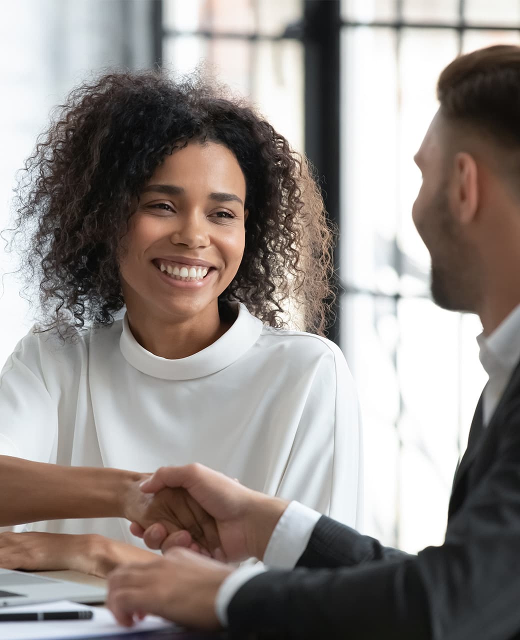 Customer receiving insurance consultation